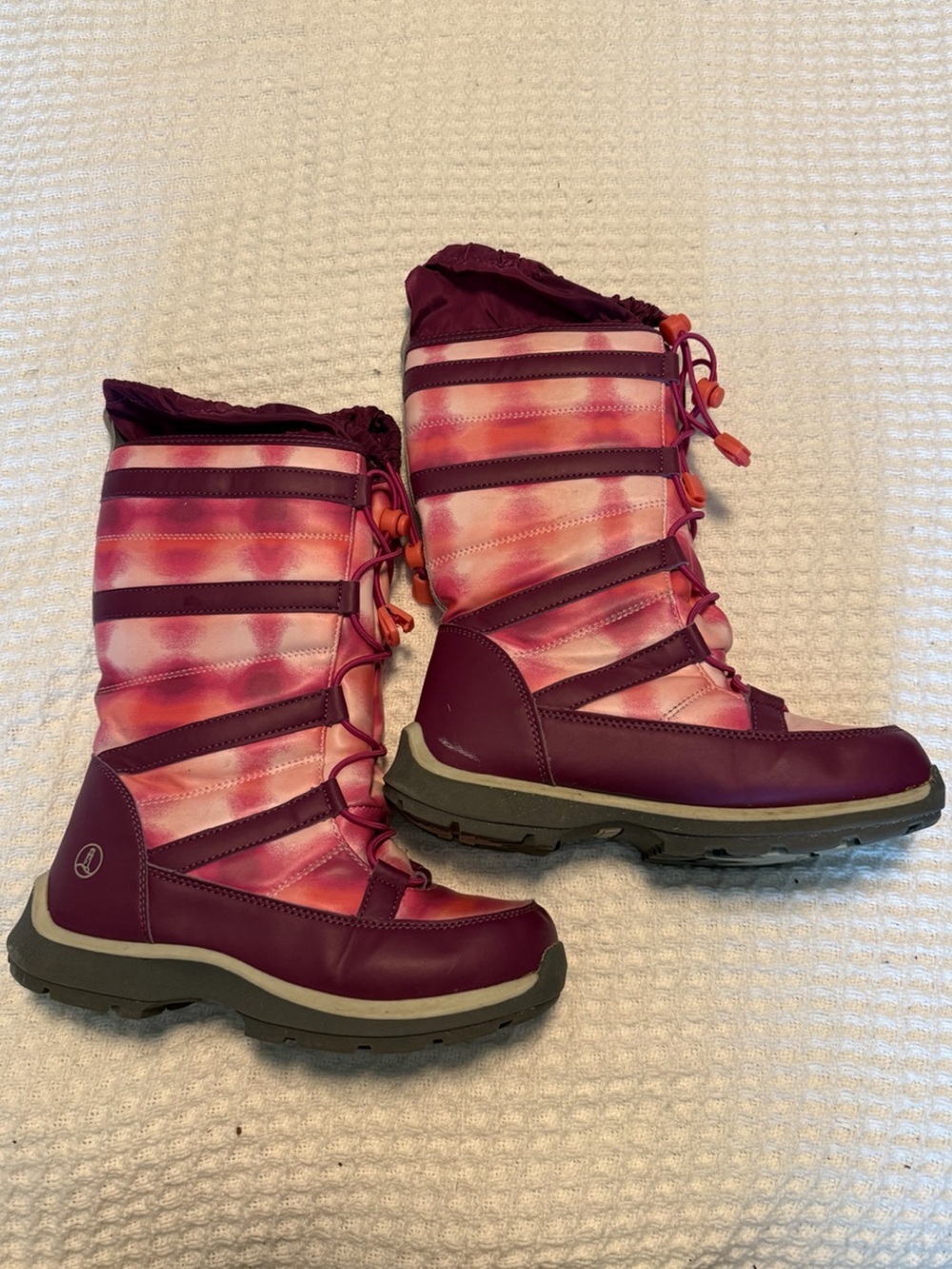 Lands’ End Kids Squall Snow Boots Size 3M Pink Purple Insulated Waterproof